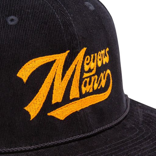 Meyers Manx Hat Black w/ Yellow Script Lettering